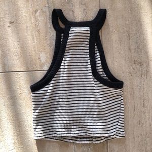 Hollister Black/White Striped Crop Top